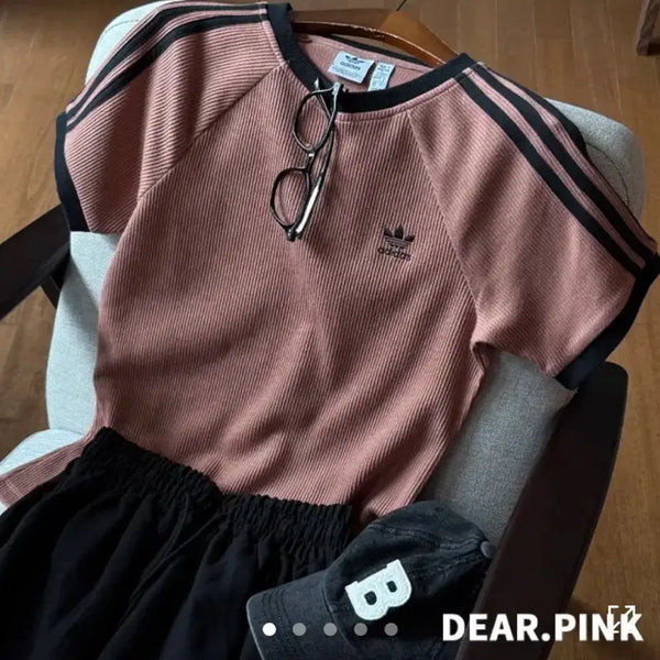 [BUNJANG] Adidas Waffle Ribbed Slim Short Sleeve T-Shirt IC5464 / 아디다스 와플 골지 슬림 반팔티 IC5464