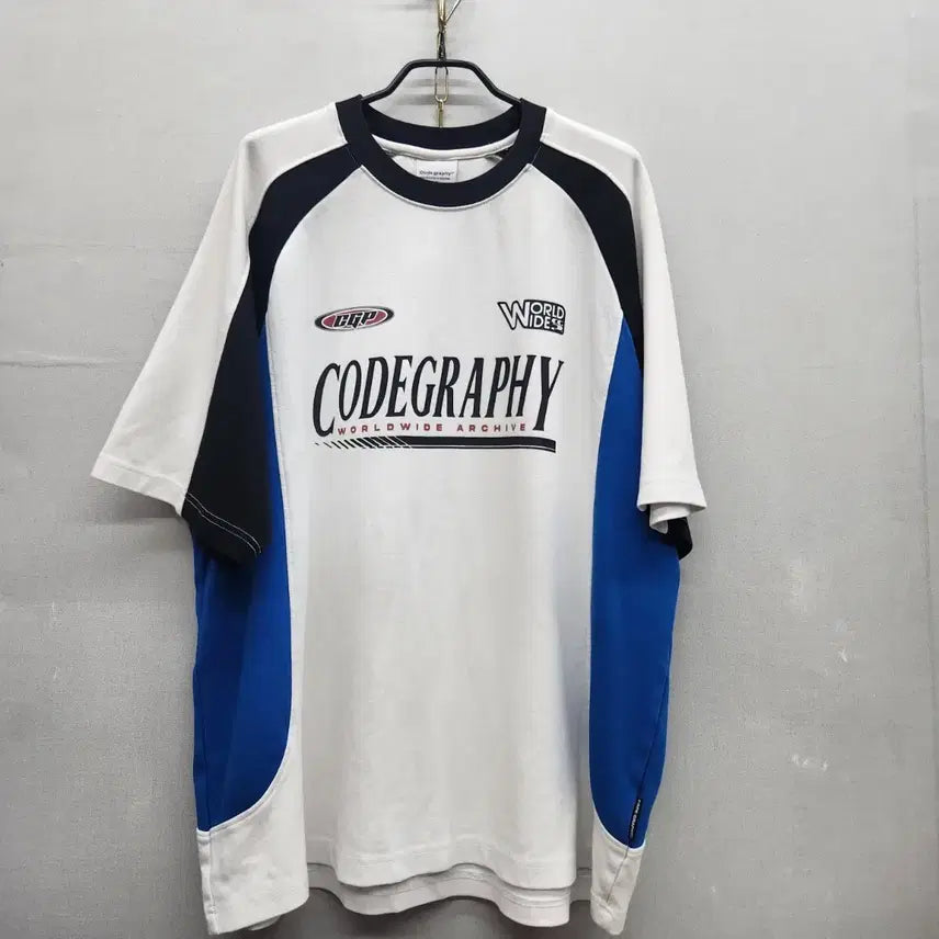 [BUNJANG] Code:Graphy Racing Color-Block Short-Sleeve T-Shirt / 코드그라피 레이싱디자인 배색 반팔티 L(XL~2XL)