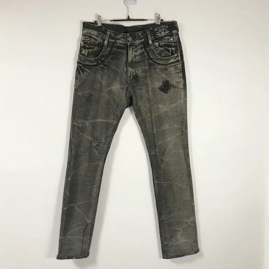 [BUNJANG] SHMACK Men's Skull Embroidery Denim Jeans (Size 35) / SHMACK 남성 해골데님35호호상점