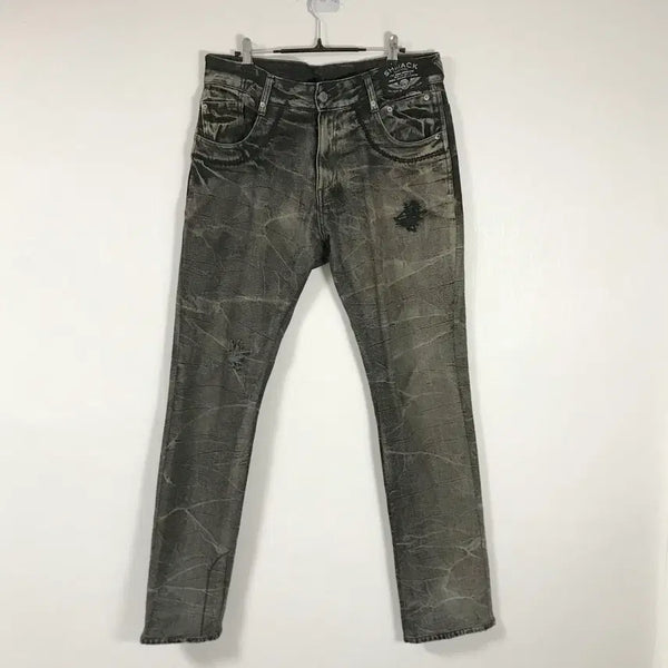 [BUNJANG] SHMACK Men's Skull Embroidery Denim Jeans (Size 35) / SHMACK 남성 해골데님35호호상점