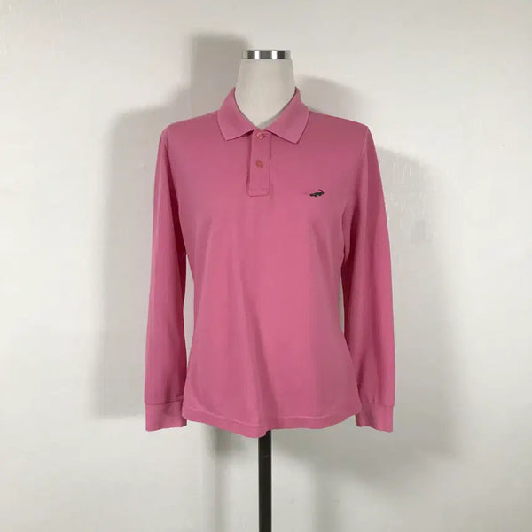 [BUNJANG] Crocodile Women's Pink Collar Long Sleeve T-shirt Size 95 / 크로커다일 여성핑크카라긴팔티95호호상점