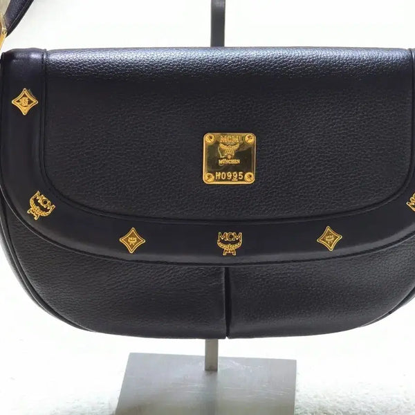 [BUNJANG] MCM Genuine Gold Logo Shoulder Bag, Mini Handbag, Crossbody / MCM정품 금장 로고 숄더백,블랙, 미니백,미니핸드백, 크로스백,