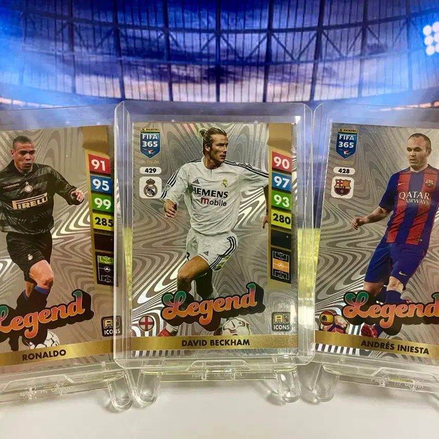 [BUNJANG] Panini Football Cards Bundle Set (Beckham, Ronaldo, Iniesta) / 베컴 호나우두 이니에스타 레전드 파니니 축구카드 3종