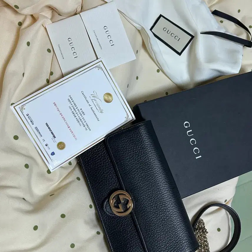 [BUNJANG] Gucci Interlocking Mini Chain Wallet Crossbody Bag Black / 구찌 인터로킹 미니 체인 월렛 크로스백