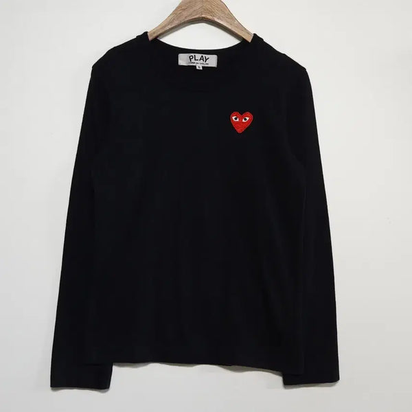 [BUNJANG] Comme des Garçons PLAY Red Heart Black Long Sleeve T-Shirt Size S / 44~날씬55 꼼데가르송 플레이 레드하트 블랙 긴팔티 S 일본제