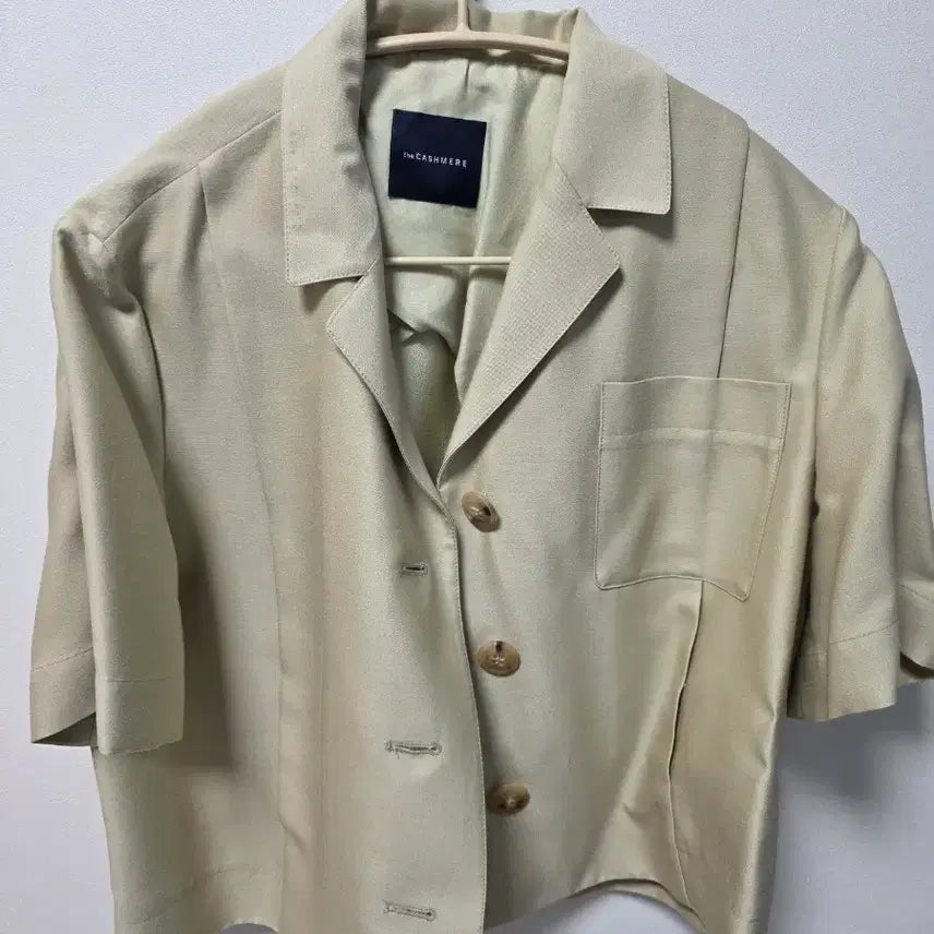 [BUNJANG] The Cashmere Linen Short Sleeve Jacket - Beige / 더캐시미어 린넨 반팔 자켓 베이지