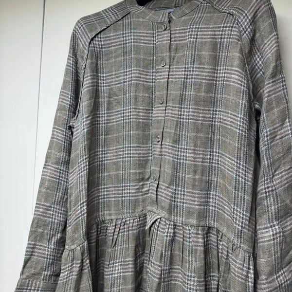 [BUNJANG] Oui Como Check Linen Long Dress / oui como 위꼬모 체크 린넨 롱원피스