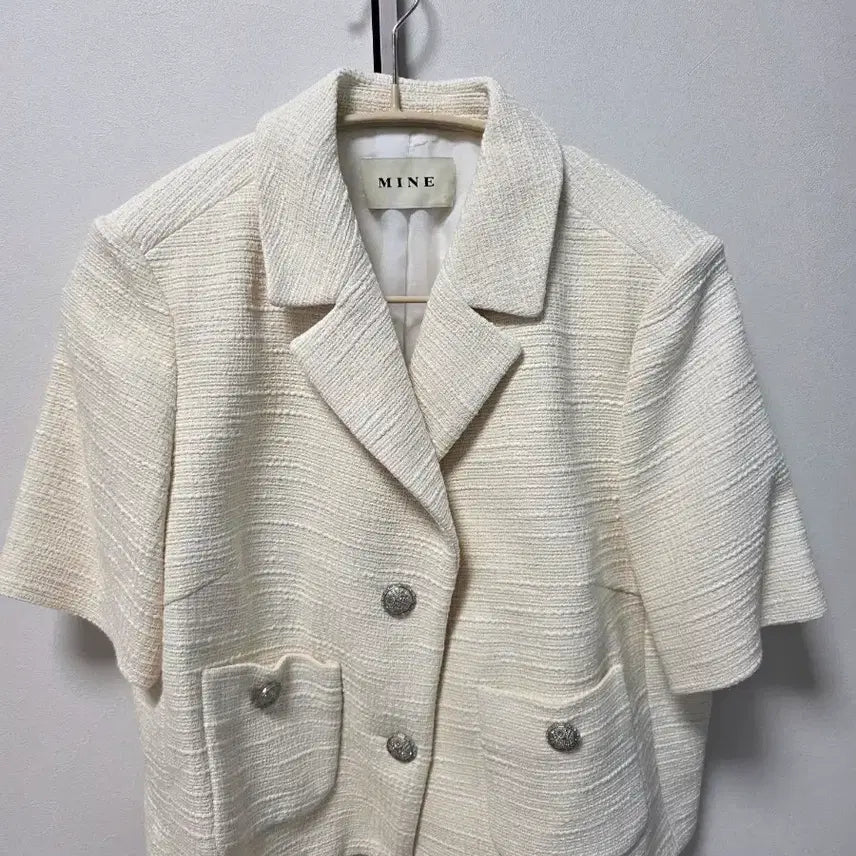 [BUNJANG] Mine Tweed Short Sleeve Jacket Ivory / 마인 트위드 반팔 자켓 아이보리