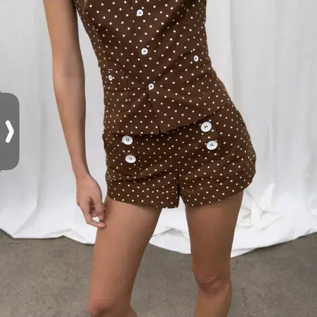 [BUNJANG] Zara Polka Dot Poplin Top and Shorts Set / 자라 도트 포플린 탑 쇼츠 세트 셋업