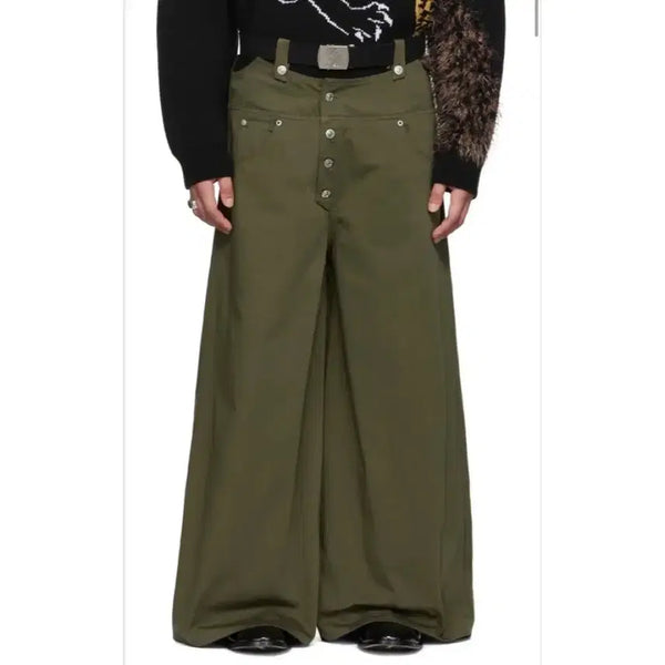 [BUNJANG] Luu Dan Flare Leg Pants Khaki Size 46 / Luu Dan 루단 플레어 레그 팬츠 카키 46
