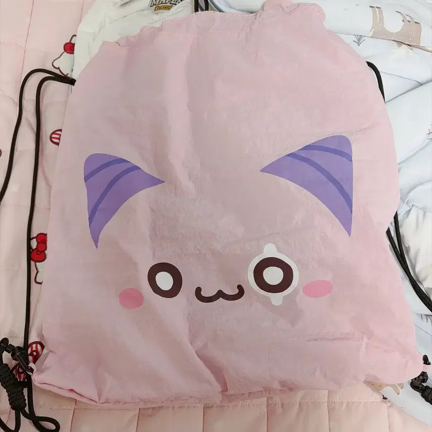 [BUNJANG] MapleStory Pinkbean Double-Sided String Bag / 메이플 롯데월드 핑크빈 메소주머니 양면 스트링 가방 백