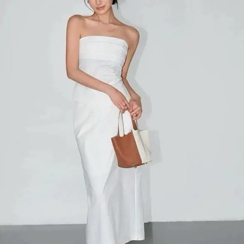 [BUNJANG] NEVA HU Tube Top Skirt Set / NEVA HU  튜브탑 스커트 셋업