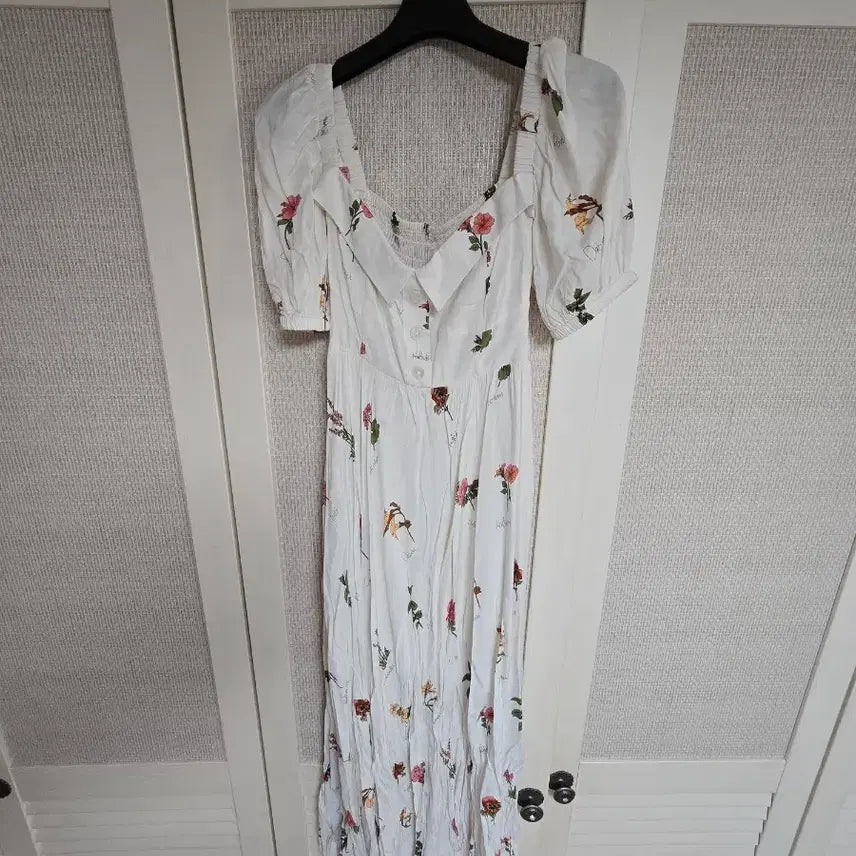 [BUNJANG] Floral Print Long Dress with Ruffles / 꽃무늬 롱원피스
