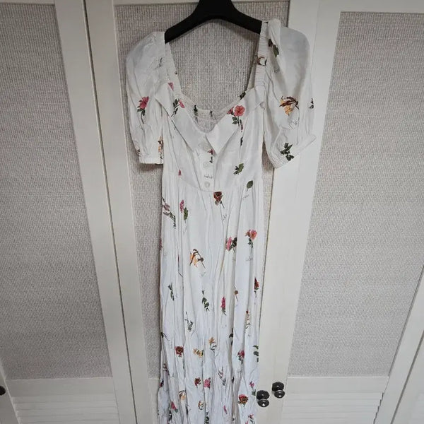 [BUNJANG] Floral Print Long Dress with Ruffles / 꽃무늬 롱원피스