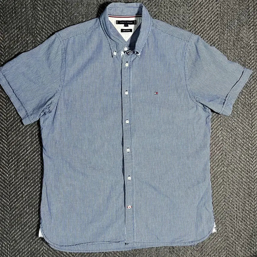 [BUNJANG] Tommy Hilfiger Linen Check Short Sleeve Shirt L / [L] TOMMY HILFIGER 타미 린넨 반팔 체크 셔츠