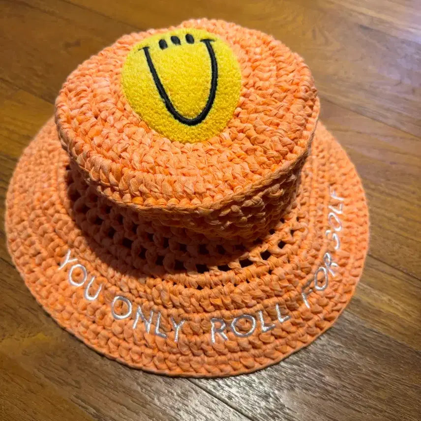 [BUNJANG] YOLP Smiley Crochet Hat Orange / 욜프 스마일리 크로셰 햇 오렌지