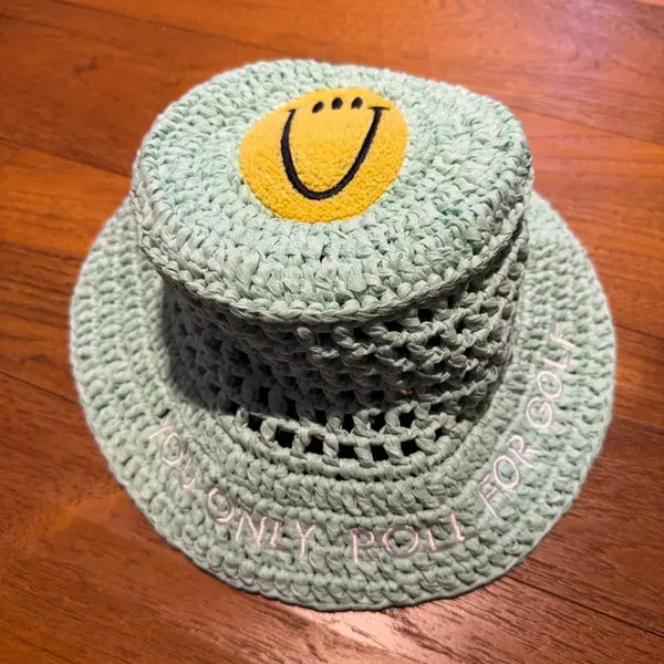[BUNJANG] YOLP Knit Bucket Hat Smile Face Mint / 욜프 니트 버킷햇 스마일 페이스 민트색