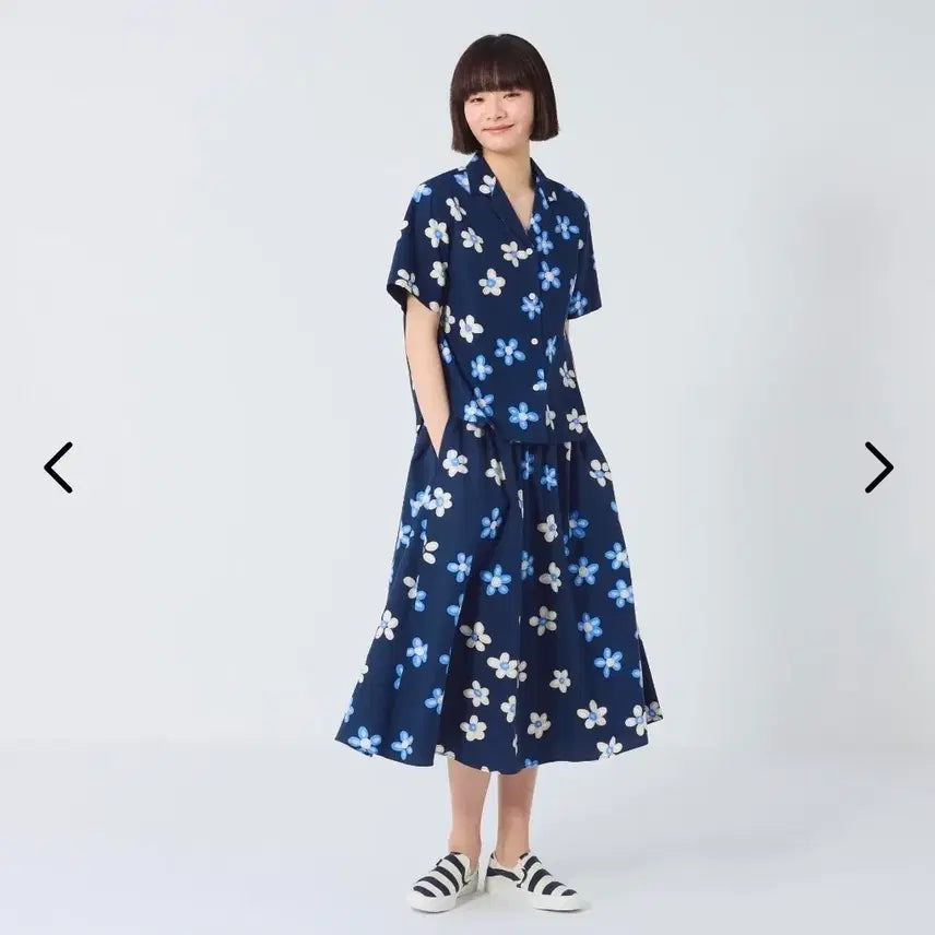 [BUNJANG] Uniqlo Marimekko Linen Blend Open Collar Shirt Blue M / 유니클로 마리메꼬 리넨블렌드오픈칼라셔츠 68blue M사이즈