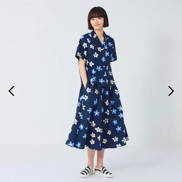 [BUNJANG] Uniqlo Marimekko Linen Blend Open Collar Shirt Blue M / 유니클로 마리메꼬 리넨블렌드오픈칼라셔츠 68blue M사이즈
