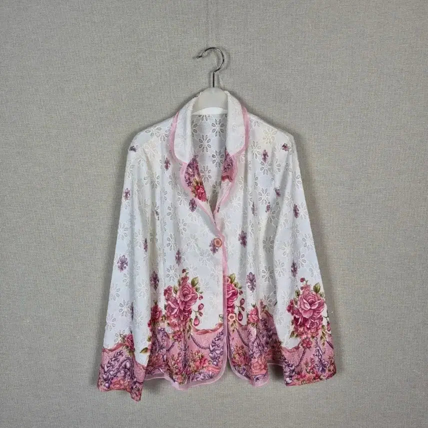 [BUNJANG] Rare Cream White Lace Pink Pattern Jacket / (#66,77추천)희귀템 고급 크림화이트 레이스핑크 자켓