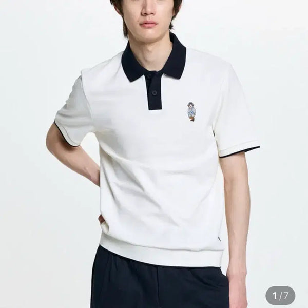 [BUNJANG] Hazzys Harry Cream Collar Contrast Polo Shirt / 헤지스 HARRY 크림 카라배색 폴로셔츠