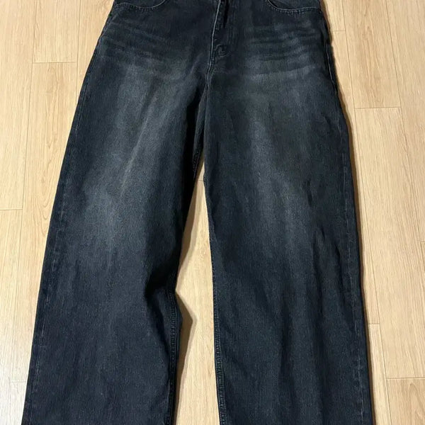 [BUNJANG] Dive In Loose Wide Denim Black / 다이브인 루즈 와이드 데님 흑청