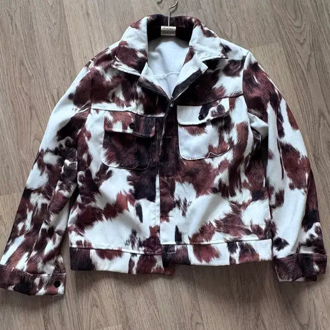 [BUNJANG] Cow Pattern Cropped Jacket / 새상품) 카우 패턴 크롭 자켓
