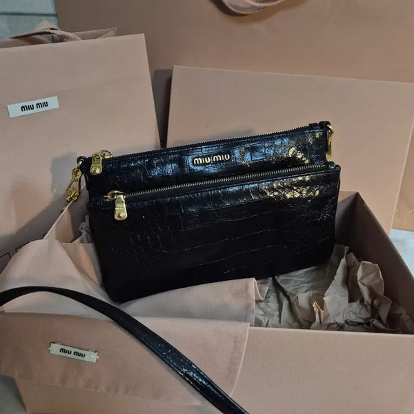 [BUNJANG] Miu Miu Crocodile Embossed Leather Crossbody Bag / [미우미우] 크로커다일 크로스백