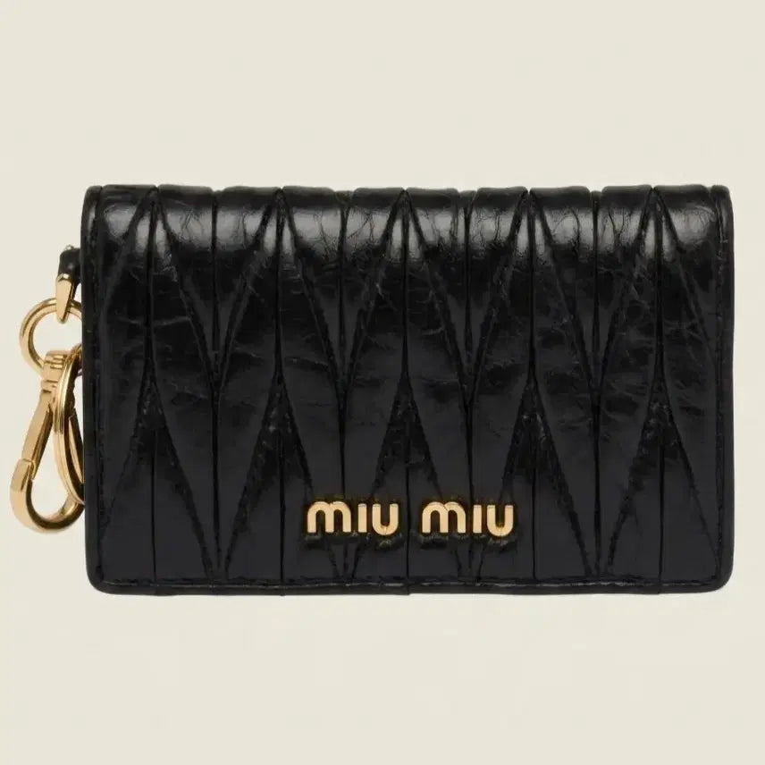 [BUNJANG] Miu Miu Matelasse Keychain Card Wallet Black / 미우미우 마틀라세 키링 카드 지갑 블랙