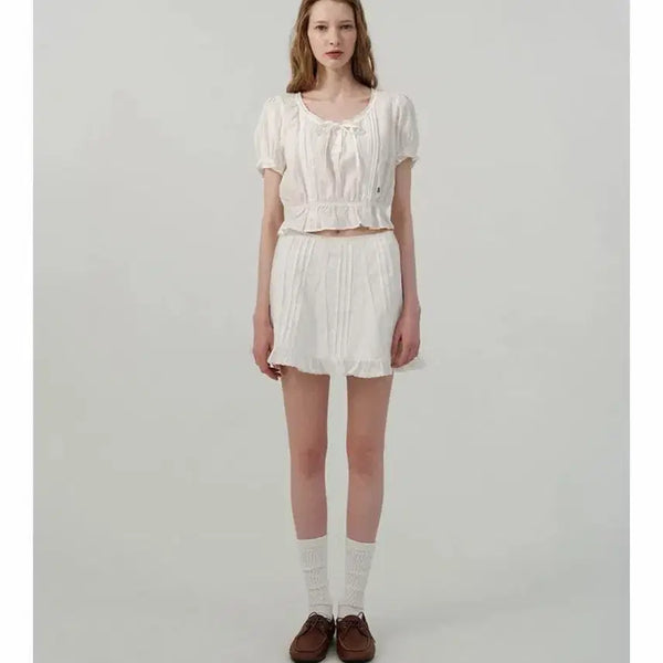 [BUNJANG] Theopenproduct Lignes Lace Mini Skirt White Size S / 더바넷 Lignes Lace Mini Skirt 판매