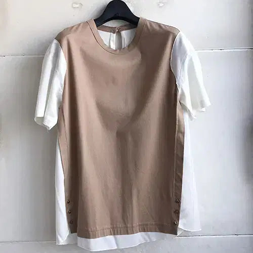 [BUNJANG] Premium Beige Cotton Blend T-Shirt (Size 66) / 고급 국산 베이지 티셔츠-66/새거수준