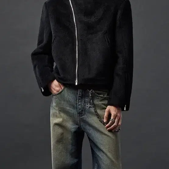 [BUNJANG] Alrene Alpaca Biker Jacket / 알렌느 알파카 바이커 자켓