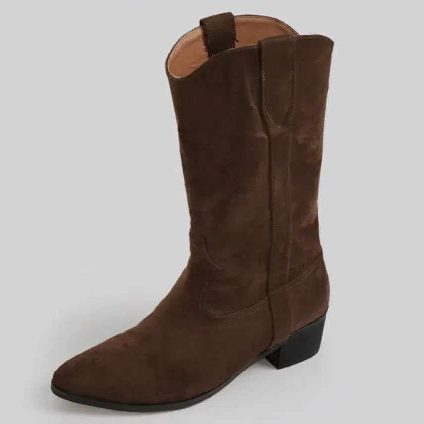 [BUNJANG] Women's Suede Boots Brown Size 250 (Heel 4.5cm) / 여성 스웨이드 부츠 브라운 250 굽4.5cm