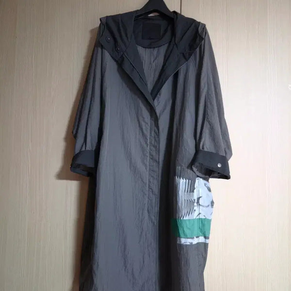 [BUNJANG] Demu Park Moo Crinkled Long Hooded Jacket Free Size (55-77) / 데무박춘무 바스락 롱 후드자켓 프리(55~77)사이즈