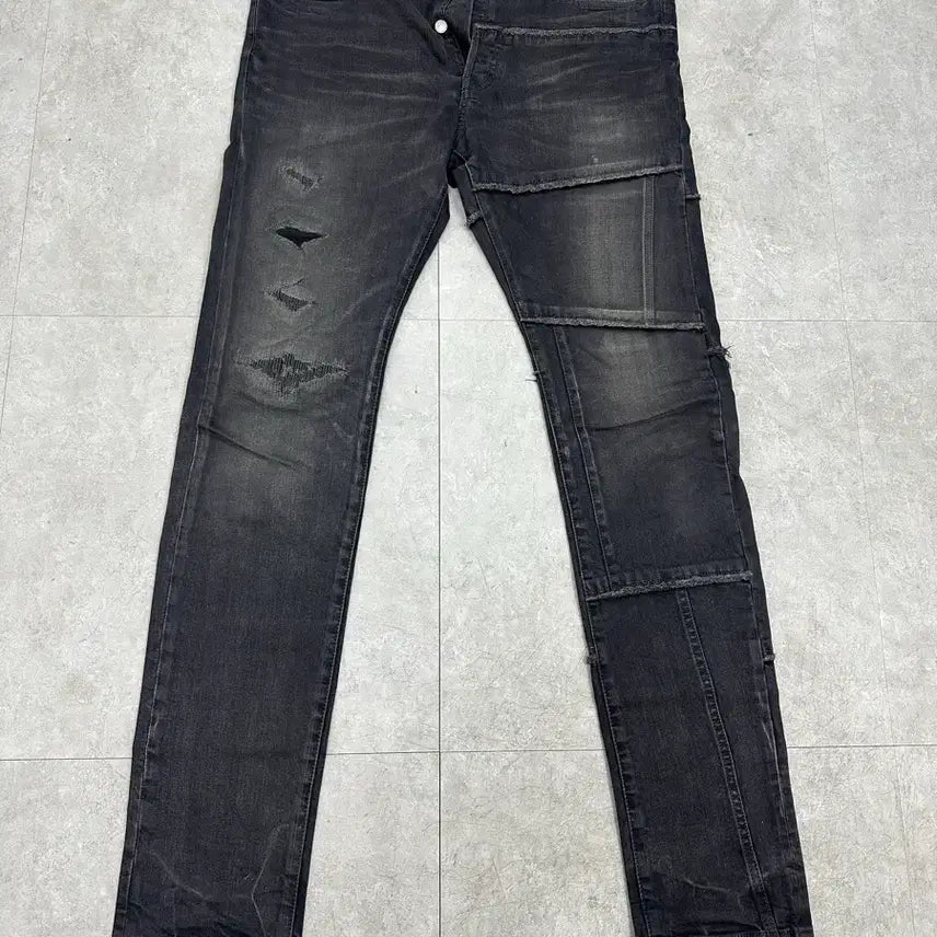 [BUNJANG] Mihara Yasuhiro Black Damaged Patchwork Jeans Size 52 / (정품) 미하라 야스히로 블랙 데미지 패치워크 청바지 52사이즈 급처