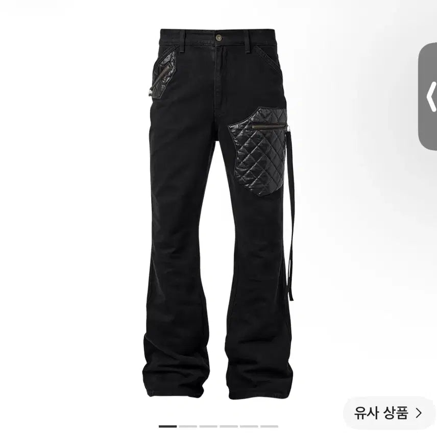 [BUNJANG] Emos Tance Club Leather Patch Flared Jeans V2 Black / [1Size] 에모스탠스클럽 레더 패치 플레어드 진 V2 블랙