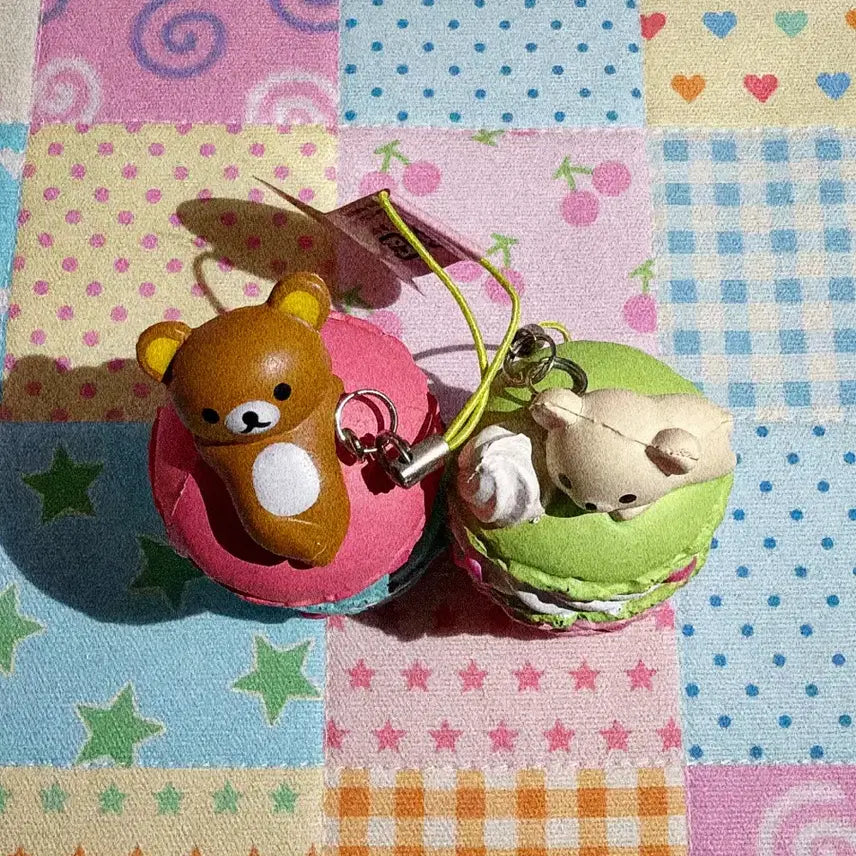 [BUNJANG] Rilakkuma & Korilakkuma Macaron Dessert Keyring (2010) / 리락쿠마 코리락쿠마 마카롱 디저트 키링