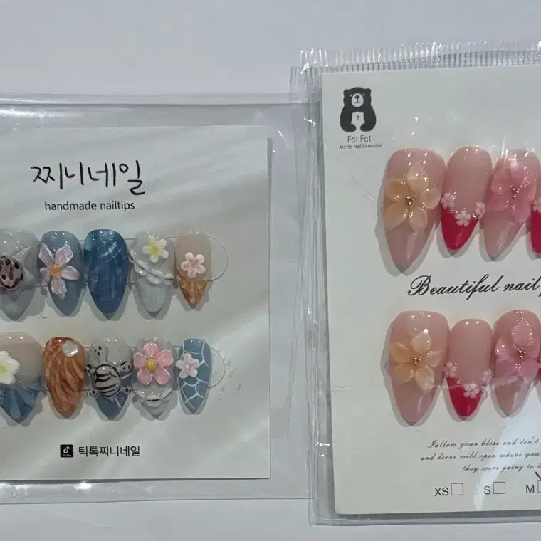 [BUNJANG] Flower Nail Tips Set (M) / 플라워 네일팁 2세트(M)