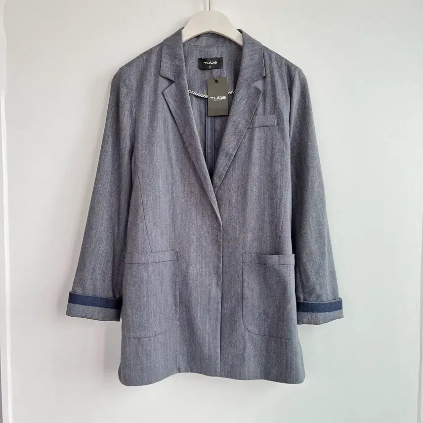 [BUNJANG] Tube Linen Cotton Blue Jacket (Size 66) / (새상품) Tube 린넨 코튼 블루 자켓 66