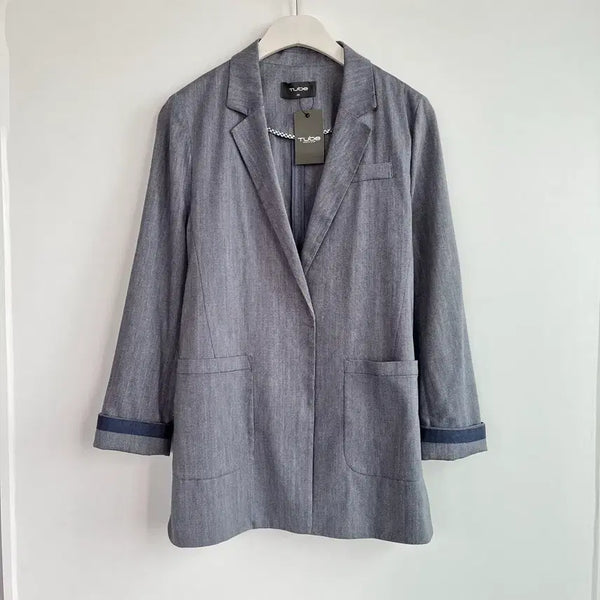 [BUNJANG] Tube Linen Cotton Blue Jacket (Size 66) / (새상품) Tube 린넨 코튼 블루 자켓 66