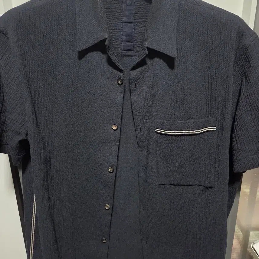 [BUNJANG] System Homme 25SS Navy Short Sleeve Shirt / 시스템옴므 네이비 반팔 셔츠 25ss