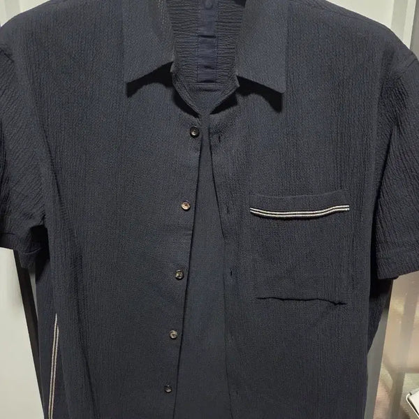 [BUNJANG] System Homme 25SS Navy Short Sleeve Shirt / 시스템옴므 네이비 반팔 셔츠 25ss