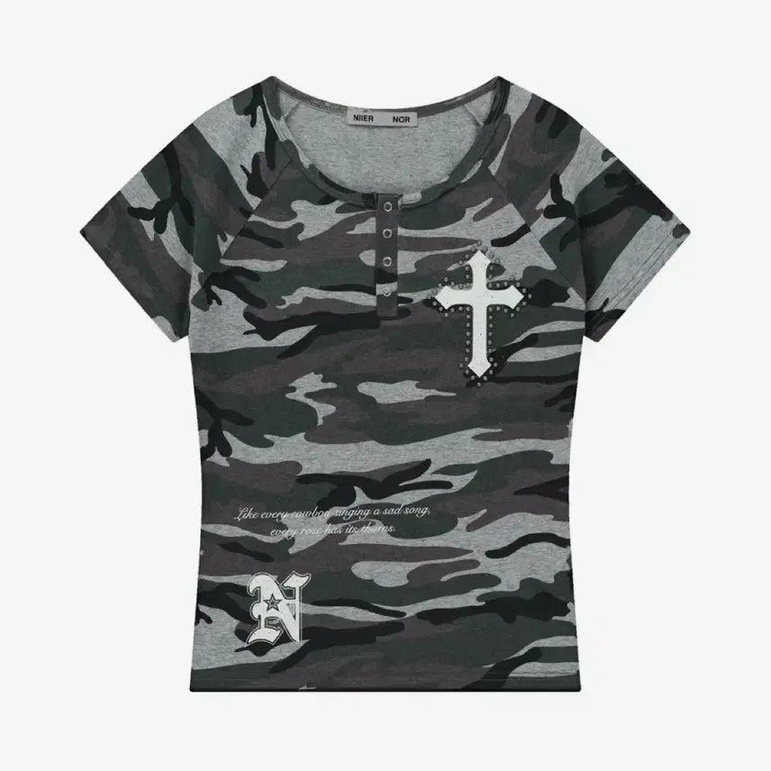 [BUNJANG] Near & Dear Camo Short Sleeve T-Shirt / 니어노어 카모 반팔 티셔츠