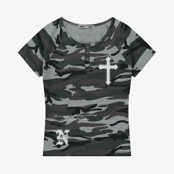 [BUNJANG] Near & Dear Camo Short Sleeve T-Shirt / 니어노어 카모 반팔 티셔츠