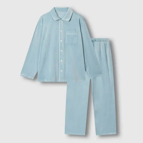 [BUNJANG] JAJU Mink Fleece Flat Collar Pajama Set Men's M Mint Blue / [JAJU/자주] 남 밍크 플리스 플랫 카라 파자마 세트 남서 M 민트 블루 새상품