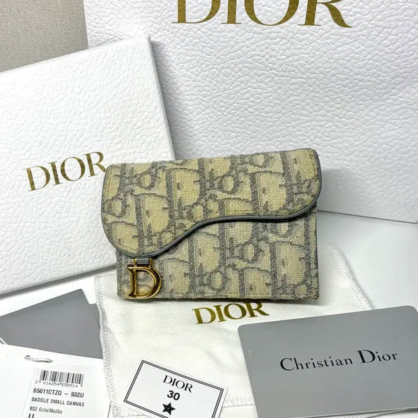 [BUNJANG] Dior Oblique Saddle Small Wallet Grey / 디올 오블리크 새들 지갑 그레이(정품)