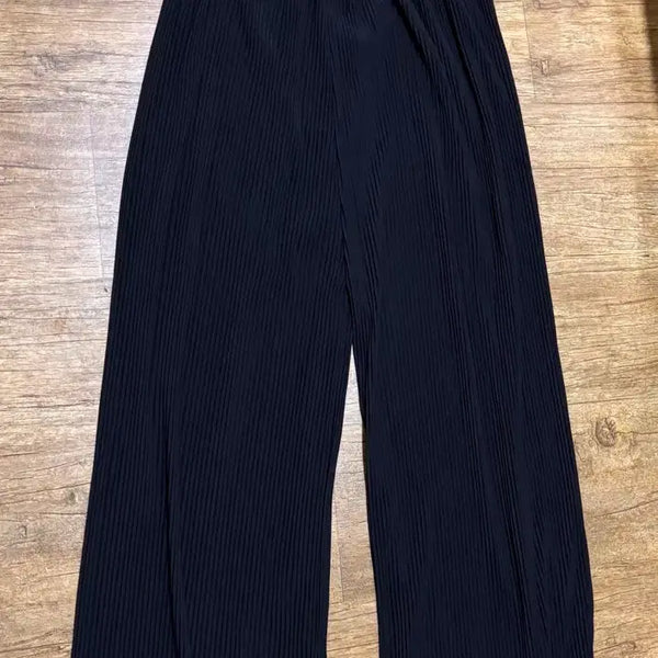 [BUNJANG] Pleated Wide Leg Pants / 여름 플리츠 얇은바지 와이드팬츠 고무바지 밴딩바지 긴바지 검정바지