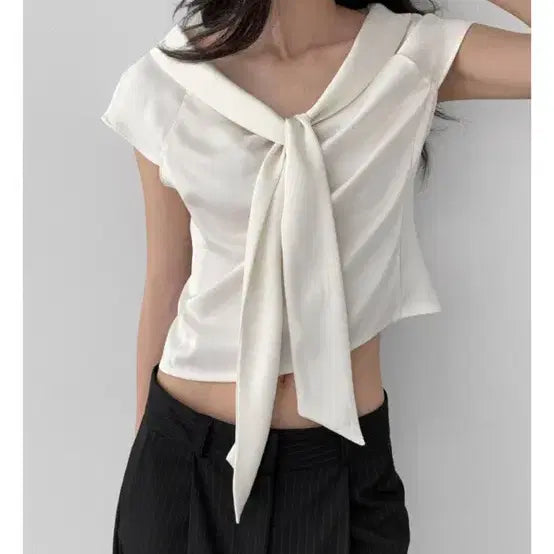 [BUNJANG] Manique Tie Blouse Ivory / 매니크 타이블라우스 아이보리 루에브르