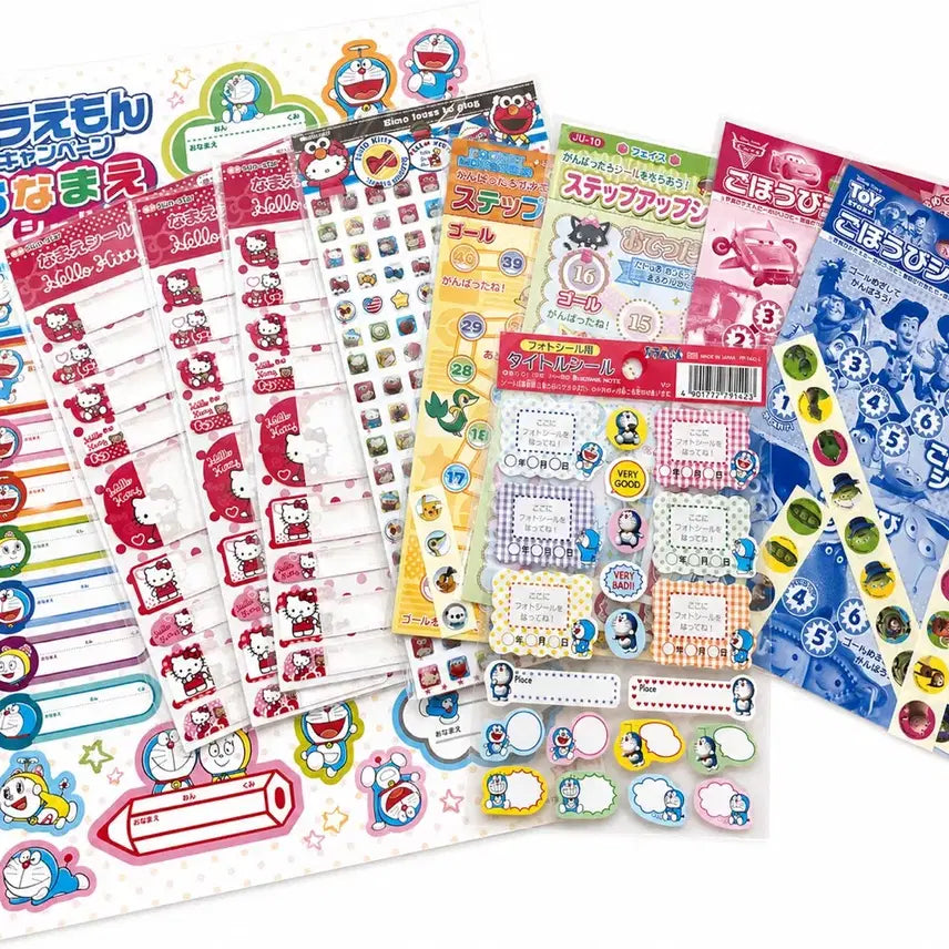 [BUNJANG] 10ea Classic Hello Kitty, Doraemon, Disney Round Sticker Set / [10장] 고전키티 도라에몽 디즈니 원형 칭찬 스티커 스텝업씰 엠보싱