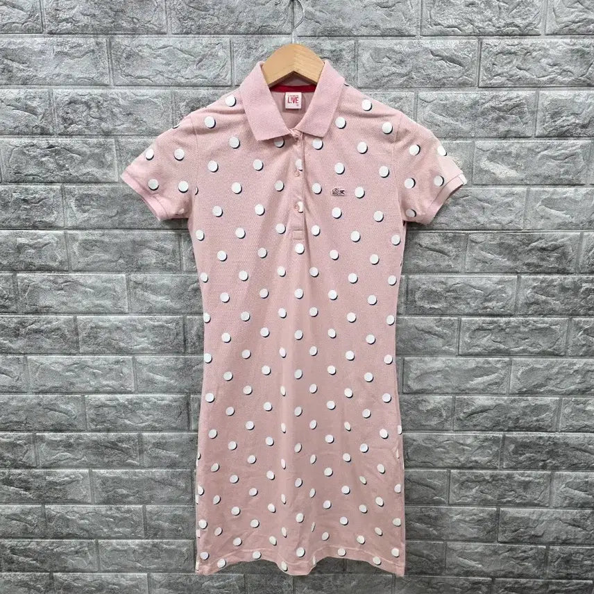 [BUNJANG] Lacoste Pink Polka Dot Collar Dress Size 85 / 라코스테 핑크 도트 카라 원피스  사이즈 85